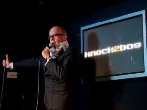 Harry Hill performing at the Knock 2 Bag Comedy Club in London