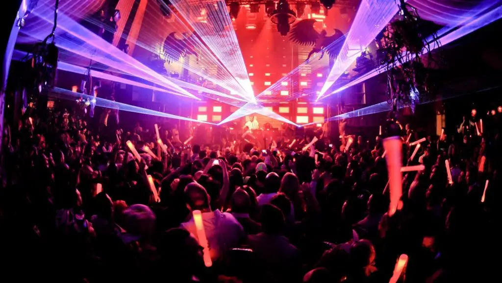 clubbing scene with disco lights